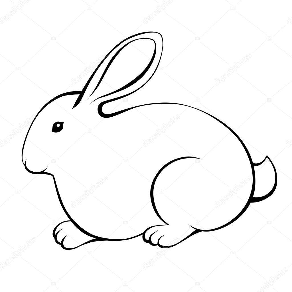 Download Rabbit black white isolated illustration vector — Stock ...