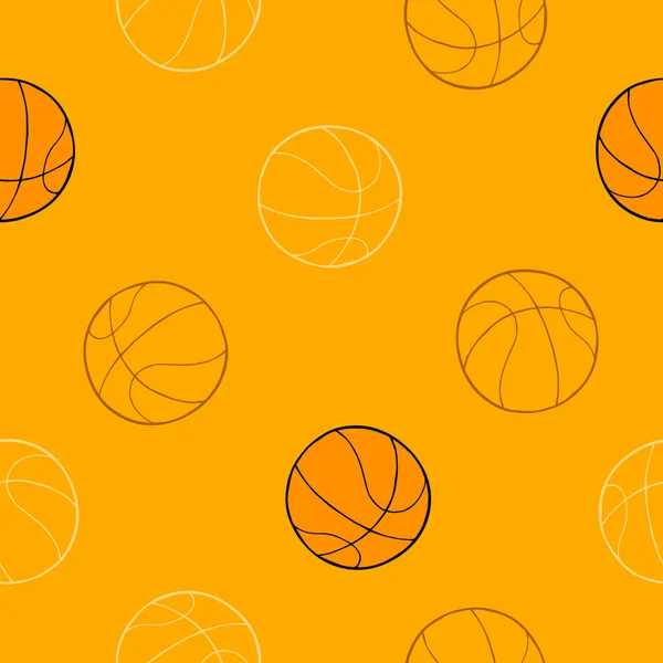 Basketball sport ball graphic art orange background seamless pattern illustration vector