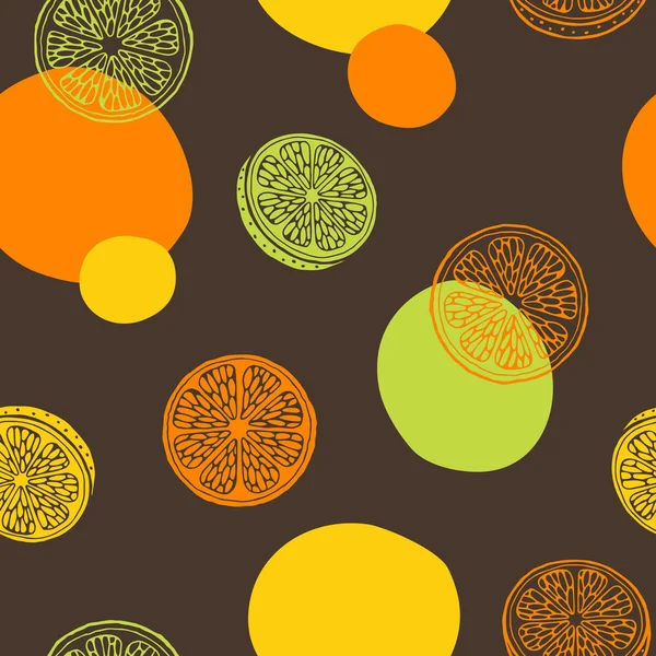 Orange lime lemon food fruit yellow green brown graphic art seamless pattern illustration vector