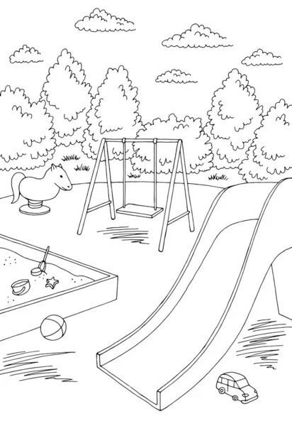 Playground graphic black white landscape sketch vertical illustration vector — Stock Illustration Playground Graphic Black White Landscape Sketch Vertical Illustration Vector Stock Vector