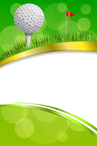 Background abstract green golf sport white ball red flag club frame vertical gold ribbon illustration vector