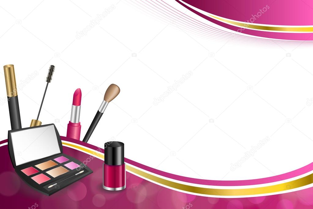 Background abstract pink cosmetics make up lipstick mascara eye shadows