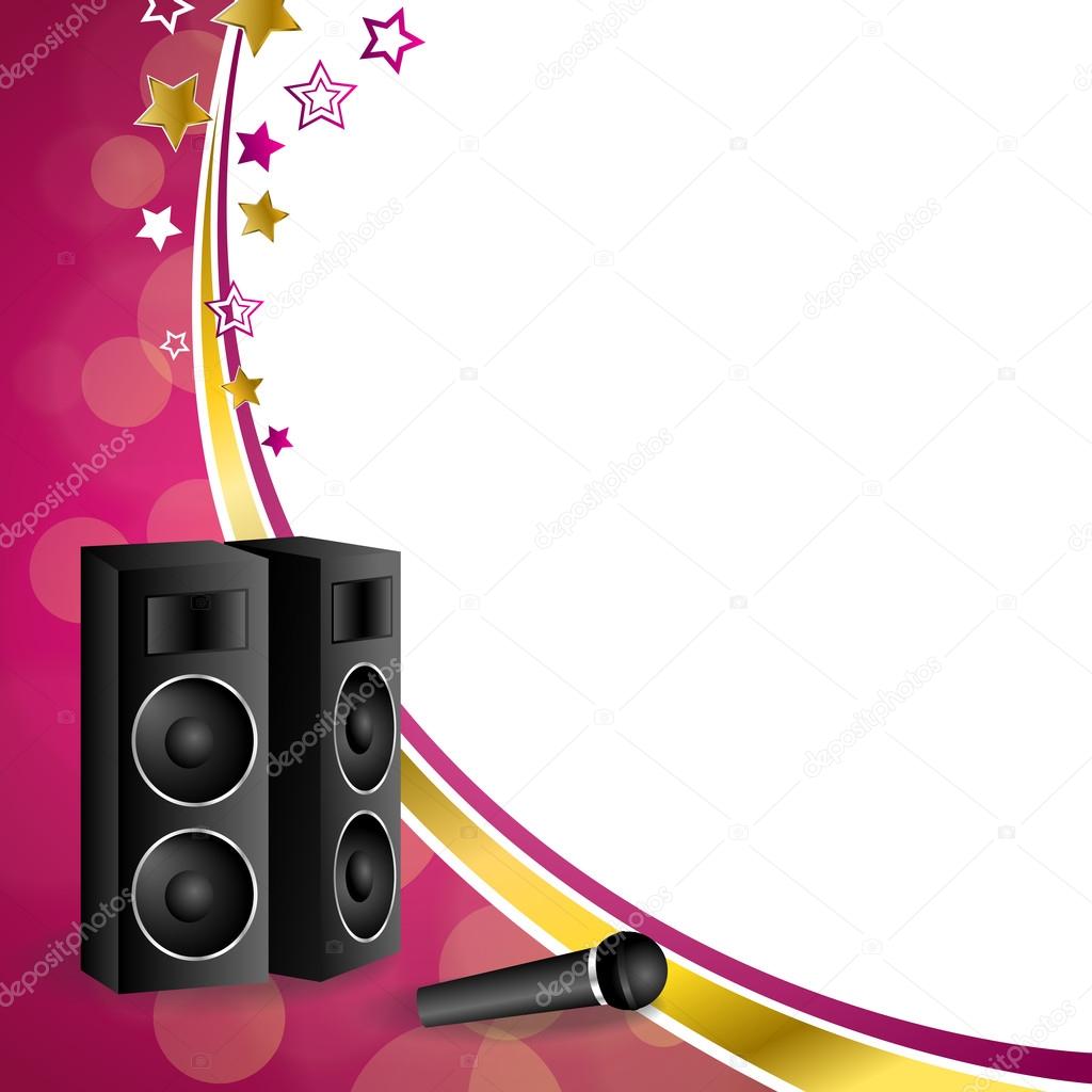 Background abstract karaoke microphone loudspeaker star pink yellow