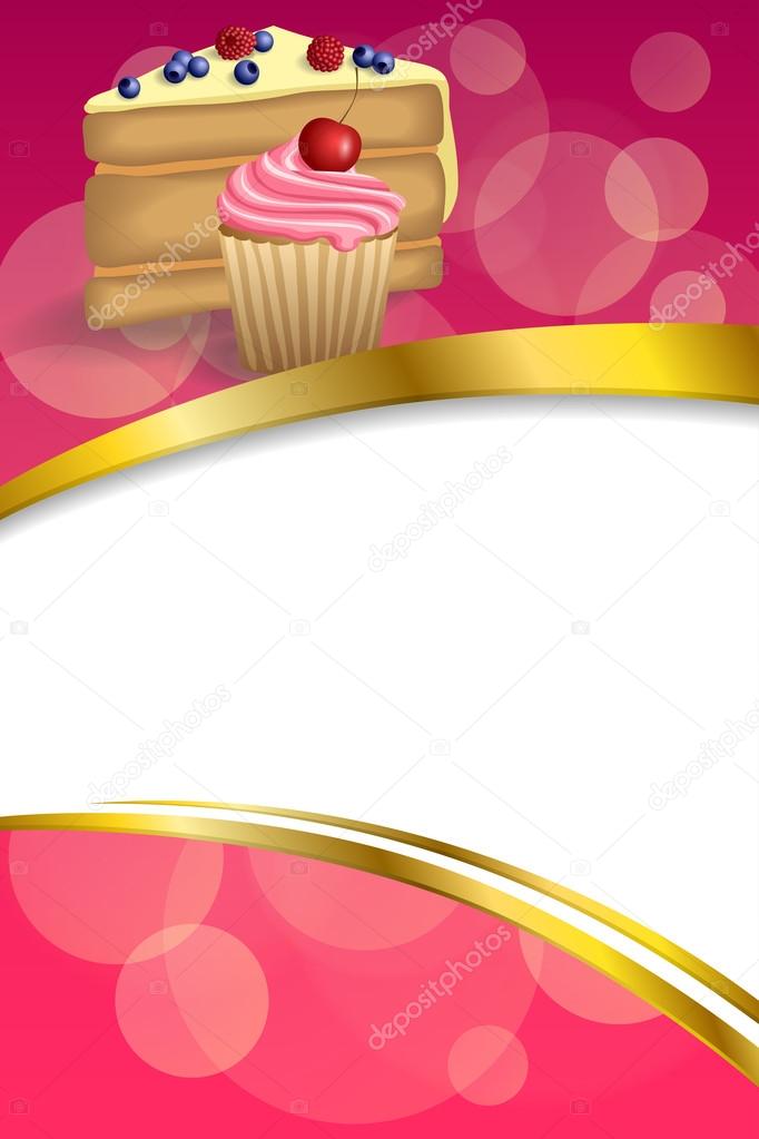Abstract Background Pink Yellow Dessert Cake Blueberry Raspberries Cherry Cupcake Muffins Cream Vertical Frame Illustration Vector Stock Vector Image By C Aluna11