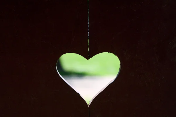 Heart on the wooden fence. — Stock Photo, Image