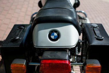Subotica,Serbia -July 05,2015. Vintage BMW motorcycle on Annual oldtimer car show Subotica 2015.Various vintage cars and motorcycles.In organization of Oldtimer Club