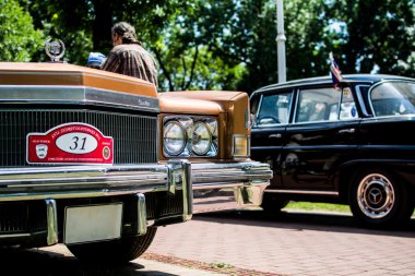 Subotica,Serbia -July 05,2015. XVII Oldtimer gathering Subotica 2015. Various cars and motorcycles. Cadillac Eldorado from 1971. Selective focus.