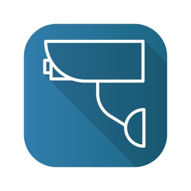 Gözetim kamera düz doğrusal uzun gölge simgesi.