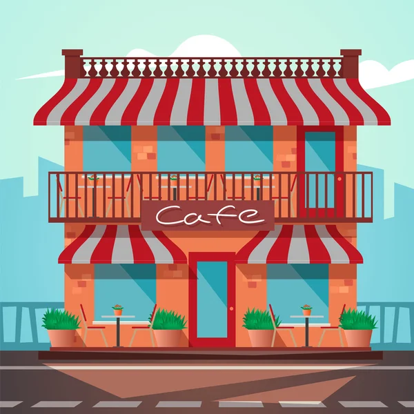 Icono de la fachada una tienda o cafetería . — Archivo Imágenes Vectoriales
