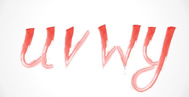 Suluboya harfler tasarımınız için. Beyaz arka plan üzerinde izole. uvwy