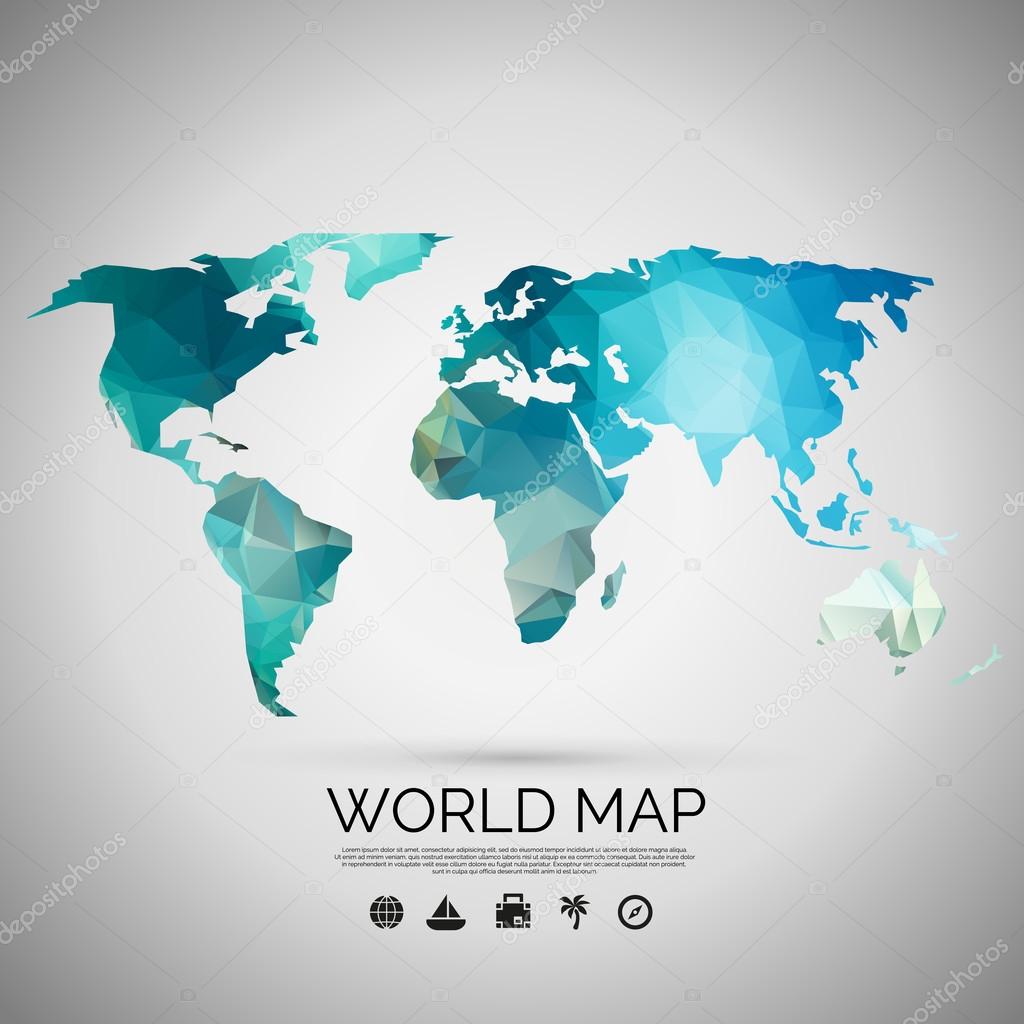 World map background in polygonal style.