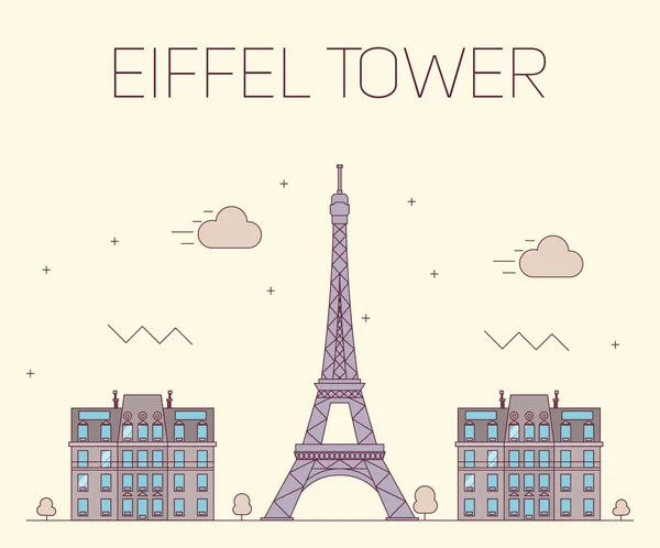 Torre Eiffel em Paris. Ilustração vetorial em amarelo — Vetor de Stock