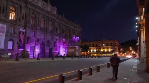 Citta Del Messico Nov 2020 Vista Notturna Iperlasso Della Statua — Video Stock