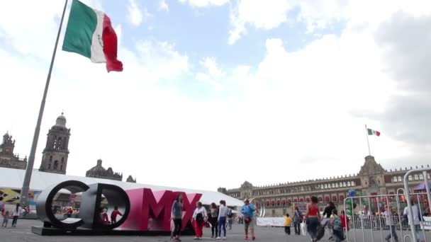 Mexico City, Mexico-August 2014: Mexico City logo in Constitution Square. — Stock Video