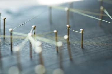 Web grupları ve bekarlar arasındaki bağlantıları gösteren tel,