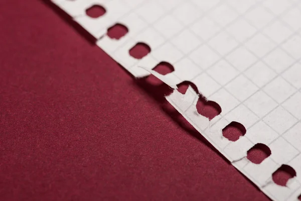 Peças de papel rasgado sobre o fundo vermelho escuro — Fotografia de Stock