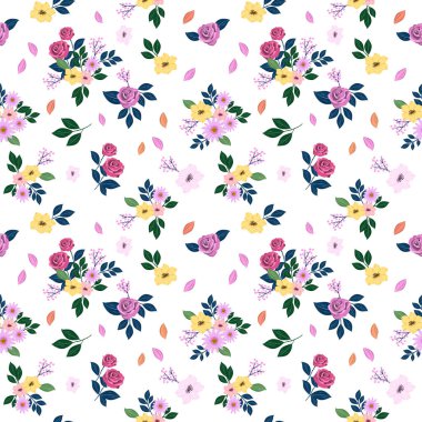 Çiçek ve bitkilerle kusursuz çiçek deseni