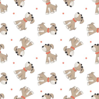 Beyaz arka planda sevimli köpek konsepti olan bebek çocuk desenleri