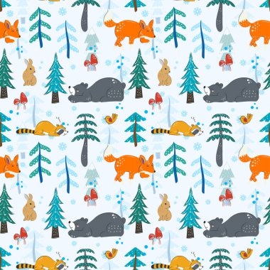 Ormanda kış Çocuklar için Kusursuz Desen