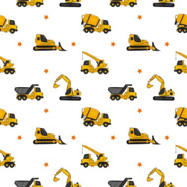 İnşaat aracı temalı kusursuz desen