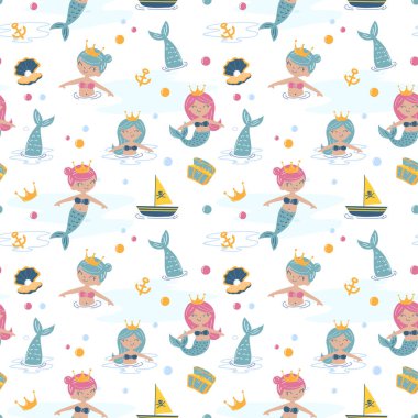 Denizkızı kavramına sahip kusursuz bebek deseni