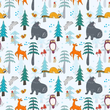 Ormanda kış Çocuklar için Kusursuz Desen