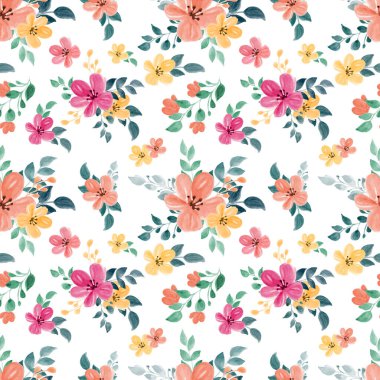 Suluboya çiçek temalı kusursuz desen