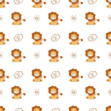 Yumuşak arkaplanda kusursuz şirin aslan deseni