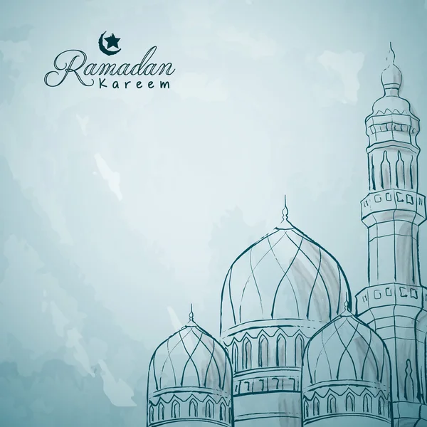 清真寺墨水素描的伊斯兰问候背景斋月 — 图库矢量图片