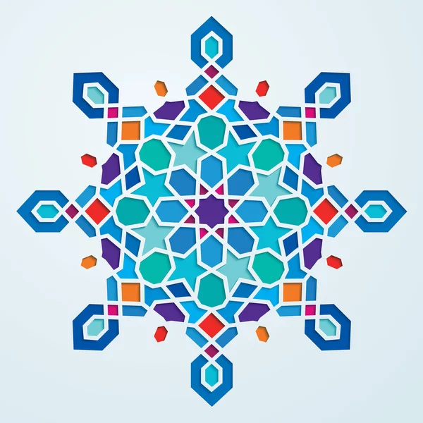 Renkli Arapça geometrik desen yuvarlak süslü — Stok Vektör
