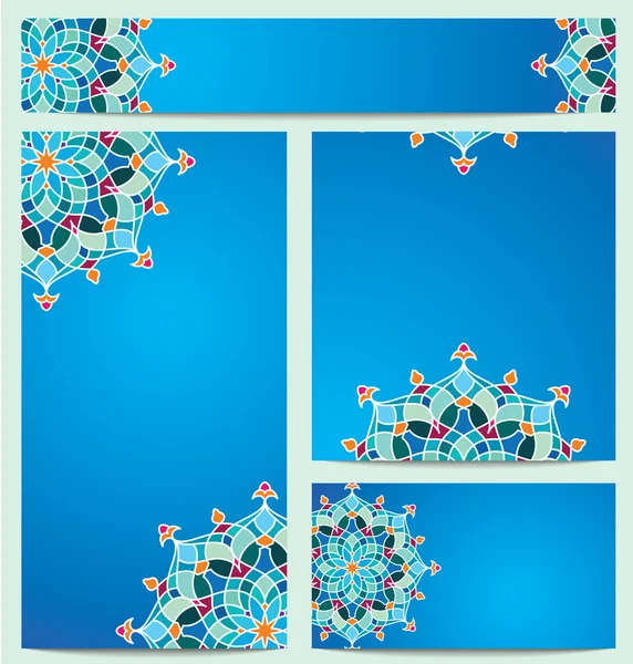 Красивый векторный красочный круг Арабический узор орнамент для поздравительной визитки - шаблон баннера — стоковый вектор