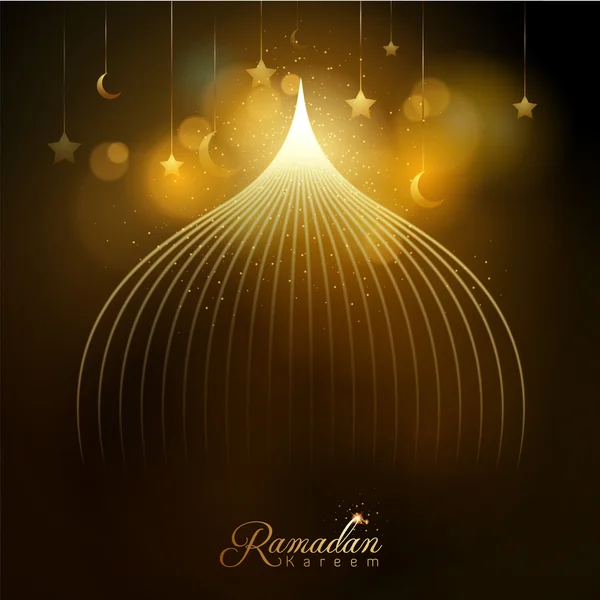 Ramadán Kareem resplandor mezquita cúpula y estrella y media luna islámica — Archivo Imágenes Vectoriales