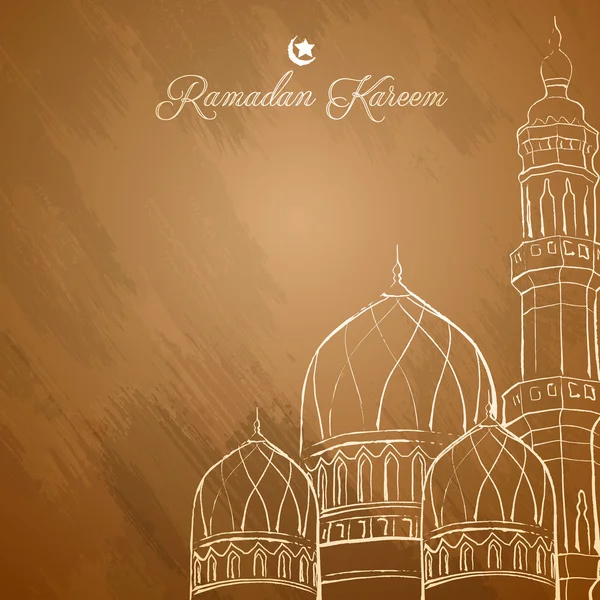 Ramadán Kareem saludo islámico fondo esquema mezquita bosquejo — Vector de stock