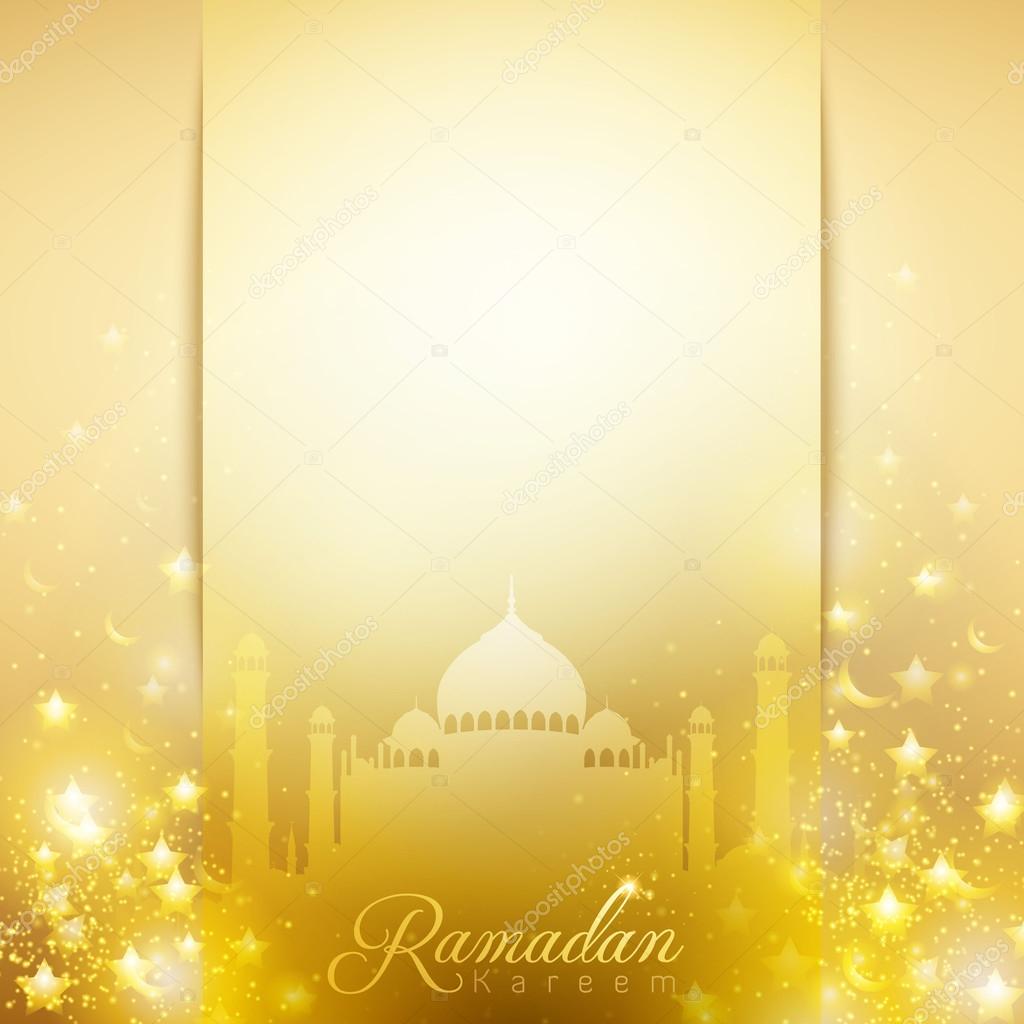 Ramadan Kareem gold glow mosque dome for greeting 