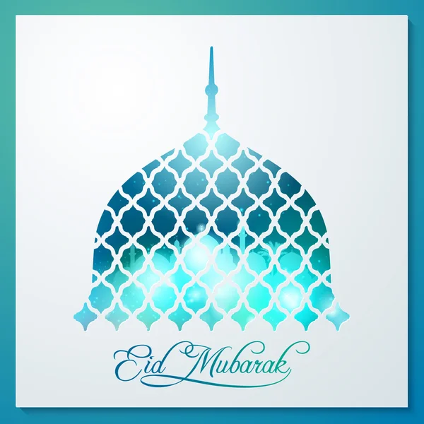 Cúpula de mezquita de patrón árabe Eid mubarak para tarjeta de felicitación — Vector de stock