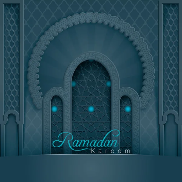 PrintRamadan Kareem Mezquita árabe de la puerta del patrón — Vector de stock