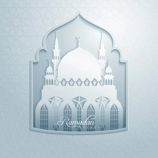 图案窗口中的斋月卡里姆清真寺 — 图库矢量图片