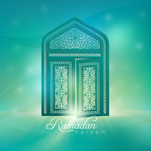 斋月卡里姆清真寺门几何图案 — 图库矢量图片