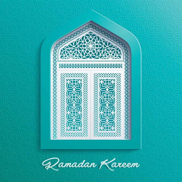Ramadán Kareem mezquita ventana patrón geométrico — Vector de stock