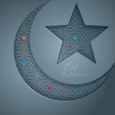 Eid mubarak glow crescent star clipart