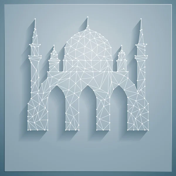 Mezquita del Triángulo Eid Mubarak Line — Vector de stock