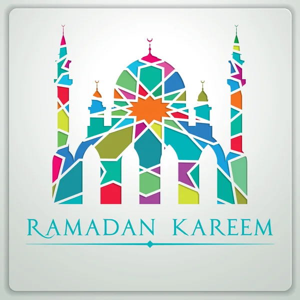 Ramadán kareem vector mezquita musulmana mosaico azulejos colorido geométrico — Archivo Imágenes Vectoriales