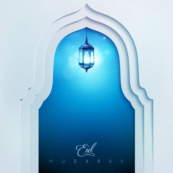 Islamisk design bakgrund Eid Mubarak gratulationskort — Stock vektor