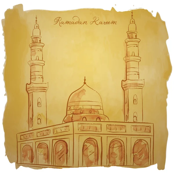 Διανυσματικές υδατογραφίεςσκίτσο Τζαμί ισλαμικό σχέδιο μπέκαννο Ραμαζάνι Καρίμ φόντο — Διανυσματικό Αρχείο