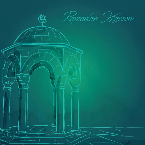 Vector aquarel schets Ramadan Kareem begroeting achtergrond — Stockvector