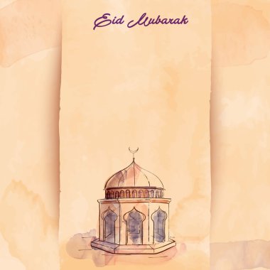 Bayram Mübarek vektör suluboya cami kroki