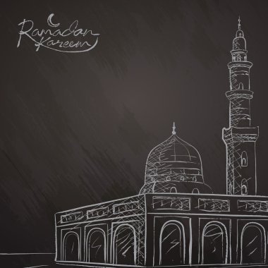 Ramazan Kareem arka plan hattı cami skeci tebrik afiş için