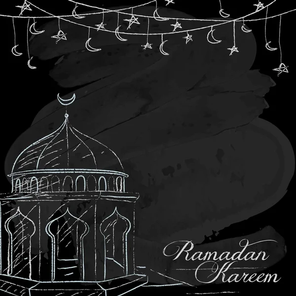 Ramadán Kareem diseño islámico fondo tiza en balckboard — Archivo Imágenes Vectoriales