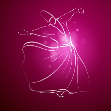 Sufi Whirling Dervish religous dance line sketch