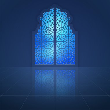 Interior mosque dooor with arabic pattern for islamic background
